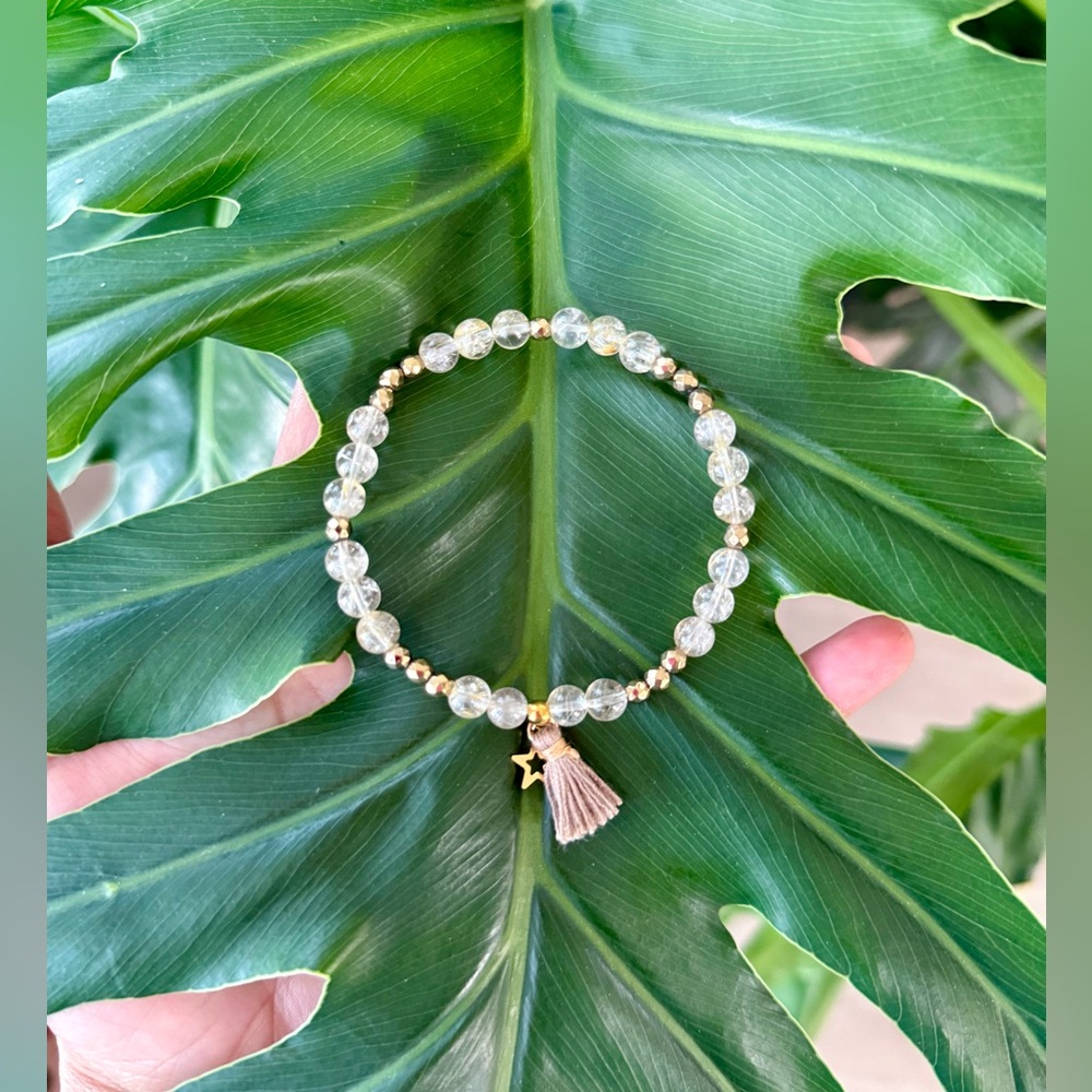 Golden rutile Quartz & Hematite bracelet (one)